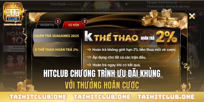 Hitclub chương trình ưu đãi khủng với thưởng hoàn cược