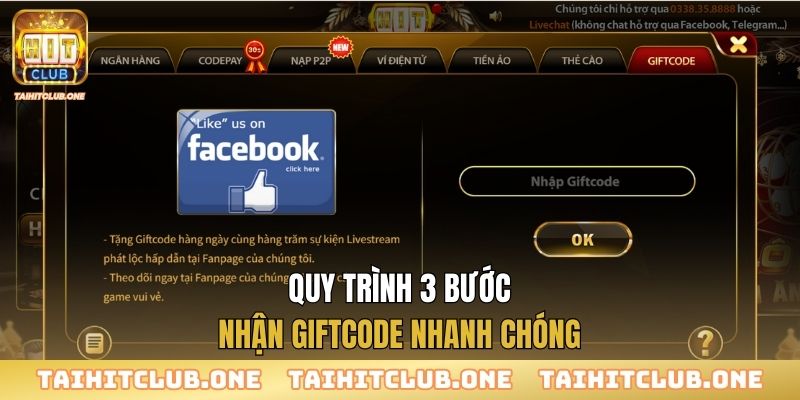 Quy trình 3 bước nhận giftcode nhanh chóng